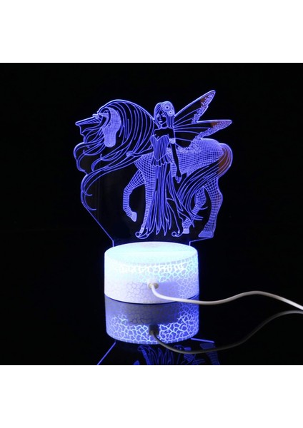 3D Unicorn Işık Akrilik Gece Lambası LED 7 Renk Değişimi Illusion Dokunmatik Uzaktan Masa Lambası USB Işık Pil Olmadan Yatak Odası Çocuklar Için (Yurt Dışından)
