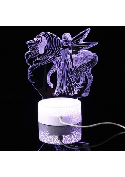 3D Unicorn Işık Akrilik Gece Lambası LED 7 Renk Değişimi Illusion Dokunmatik Uzaktan Masa Lambası USB Işık Pil Olmadan Yatak Odası Çocuklar Için (Yurt Dışından)