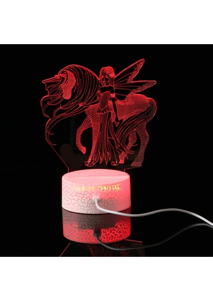 3D Unicorn Işık Akrilik Gece Lambası LED 7 Renk Değişimi Illusion Dokunmatik Uzaktan Masa Lambası USB Işık Pil Olmadan Yatak Odası Çocuklar Için (Yurt Dışından)