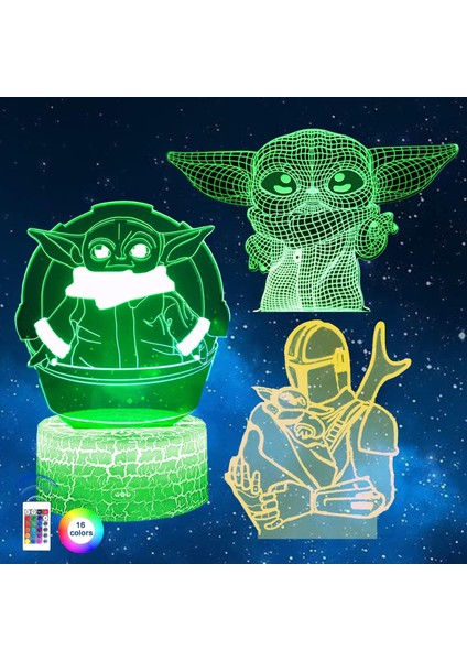 Çocuklar Için 3D Bebek Illusion Gece Lambası, Çocuklar ve Hayranlar Için En Iyi Hediye Olarak 3 Desen ve 16 Renk Yıldız Değişimi Dekor Gece Lambası (Yurt Dışından)