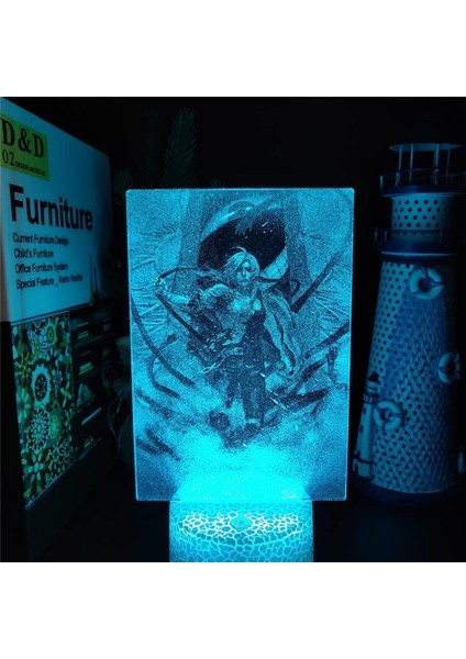 Fuiimetal Alchemist Anime 3D Erkek Için Gece Lambası 16 Renk Kız Odası Dekor Illusion LED Lamba USB Manga Edward Elric Şekil Uygun Çocuklar Hayranlar Noel Hediyeleri (Crack) (Yurt Dışından)