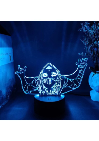 Tokya Ghonl Anime 3D Erkek Için Gece Lambası 16 Renk Kız Odası Dekor Illusion LED Lamba USB Manga Ken Kaneki Şekil Uygun Çocuklar Hayranlar Noel Hediyeleri (Siyah Lamba) (Yurt Dışından)