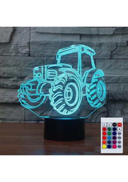 Çocuklar Için Gece Lambası 3D Traktör LED Lamba Uzaktan Kumandalı 16 Renk Değiştirme Noel Doğum Günü Hediyesi Çocuk Için (Yurt Dışından)