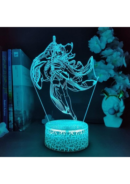 Baal 3D Genshin Darbe Lambası Erkek Oyun Odası Dekoratif Masaüstü Gece Lambası Rgb Yanıp Sönen Vurgu Işıkları Oyun Figürü Raiden Shogun (Lav Lambası) (Yurt Dışından)