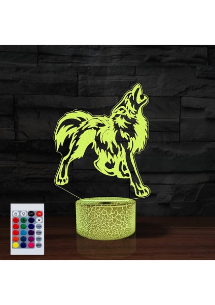 Çocuklar Için Gece Lambası 3D Kurt LED Lamba Uzaktan Kumandalı 16 Renk Değiştirme Noel Doğum Günü Hediyesi Çocuk Için (Yurt Dışından)