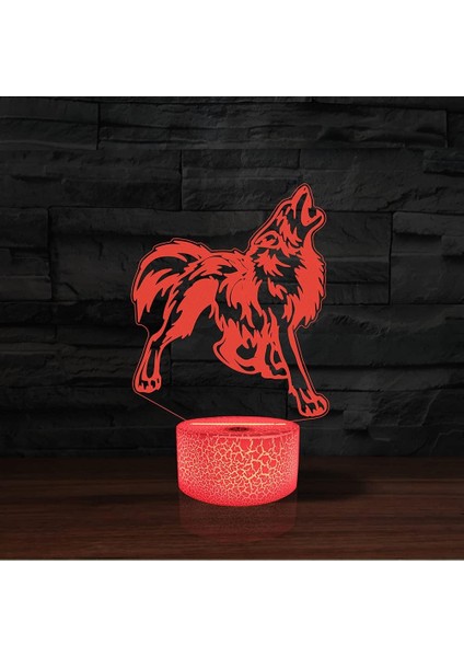 Çocuklar Için Gece Lambası 3D Kurt LED Lamba Uzaktan Kumandalı 16 Renk Değiştirme Noel Doğum Günü Hediyesi Çocuk Için (Yurt Dışından)