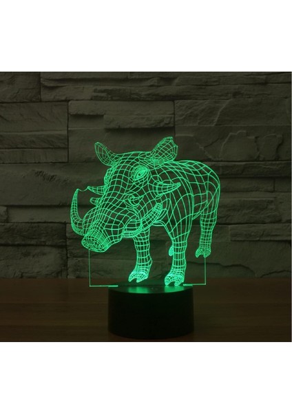 Çocuklar Için Gece Lambası 3D Yaban Domuzu LED Lamba Uzaktan Kumanda ile 16 Renk Değiştirme Noel Doğum Günü Hediyesi Çocuk Için (Yurt Dışından)