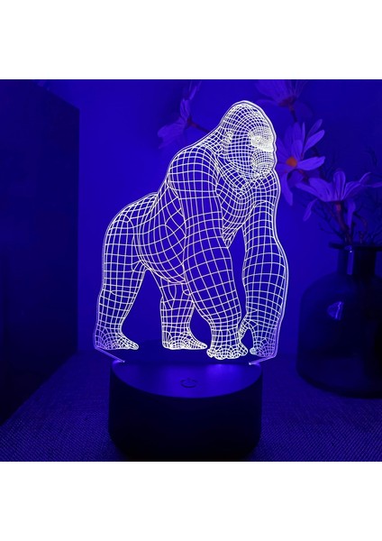 Boy Için Gorilla 3D Gece Lambası 16 Renkler Kız Odası Dekor Illusion LED Lamba USB Gorilla Şekil Uygun Çocuklar Fanlar Noel Hediyeleri (Gorilla3) (Yurt Dışından)