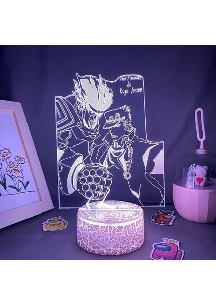 Jojo Tuhaf Macera Anime 3D Erkek Için Gece Lambası 16 Renk Kız Odası Dekoru Illusion LED Lamba USB Manga Jojo Figürü Uygun Çocuk Hayranları Yılbaşı Hediyeleri (Lav Lambası) (Yurt Dışından)