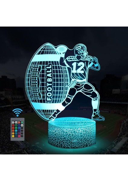 Çocuklar Için Gece Lambası 3D Rugby Spor LED Lamba Uzaktan Kumanda ile 16 Renk Değiştirme Noel Doğum Günü Hediyesi Çocuk Için (Yurt Dışından)