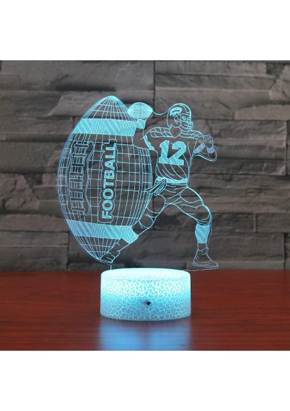 Çocuklar Için Gece Lambası 3D Rugby Spor LED Lamba Uzaktan Kumanda ile 16 Renk Değiştirme Noel Doğum Günü Hediyesi Çocuk Için (Yurt Dışından)