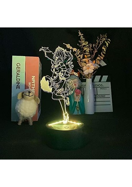 Genshin Etki Oyunu 3D Erkek Için Gece Lambası 16 Renk Kız Odası Dekoru Illusion LED Lamba USB Oyunu Raiden Shogun Şekil Uygun Çocuk Hayranları Noel Hediyeleri (Genshin Impact4) (Yurt Dışından)
