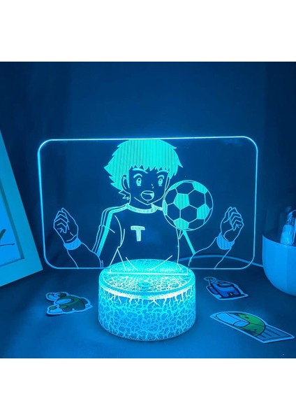 Kaptan Tsubasa Anime 3D Erkek Için Gece Lambası 16 Renk Kız Odası Dekoru Illusion LED Lamba USB Manga Tsubasa Figürü Uygun Çocuk Hayranları Yılbaşı Hediyeleri (Kaptan Tsubasa4) (Yurt Dışından)