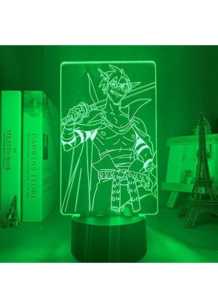 Tengen Toppa Gürren Lagann Kamina LED Gece Lambası Yatak Odası Dekoru Için Renkli Gece Lambası Anime Hediye 3D Lamba Kamina Gürren Lagann (Yurt Dışından)
