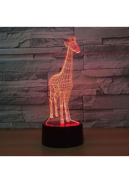 Hayvan Zürafa Lambası Çocuklar Için 3D Gece Lambası, 16 Renk Değişimi ve Uzaktan Kumandalı 3D Illüzyon Lambası, Erkekler ve Kızlar Için Doğum Günü Hediyesi (Yurt Dışından)