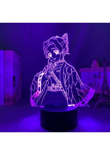 LED Işık Anime Demon Slayer Shinobu Kocho Çocuk Için Yatak Odası Dekoru Aydınlatma Doğum Günü Hediyesi Manga 3D Gece Lambası Kimetsu Hiçbir Yaiba (Yurt Dışından)