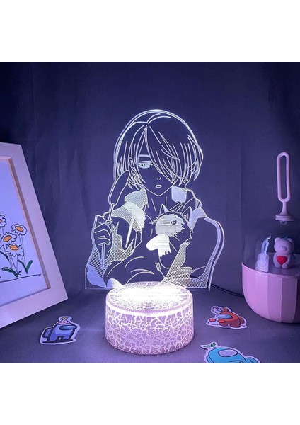 Yuri On Ice Anime 3D Gece Lambası Boy Için 16 Renk Kız Odası Dekor Illusion LED Lamba USB Manga Victor Nikiforov Şekil Uygun Çocuklar Hayranlar Yılbaşı Hediyeleri (Lav Lambası) (Yurt Dışından)