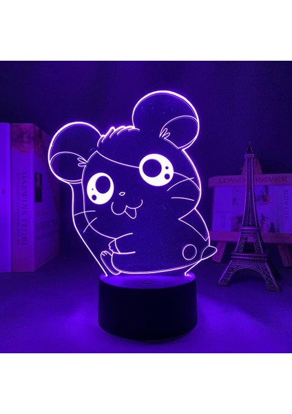 Trotting Hamtaro Anime 3D Gece Lambası Erkek Için 16 Renk Kız Odası Dekoru Illusion LED Lamba USB Manga Trotting Hamtaro Figürü Uygun Çocuklar Hayranlar Yılbaşı Hediyeleri (Yurt Dışından)