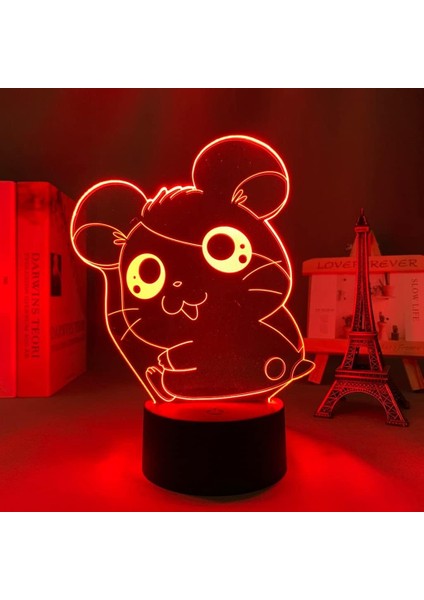 Trotting Hamtaro Anime 3D Gece Lambası Erkek Için 16 Renk Kız Odası Dekoru Illusion LED Lamba USB Manga Trotting Hamtaro Figürü Uygun Çocuklar Hayranlar Yılbaşı Hediyeleri (Yurt Dışından)