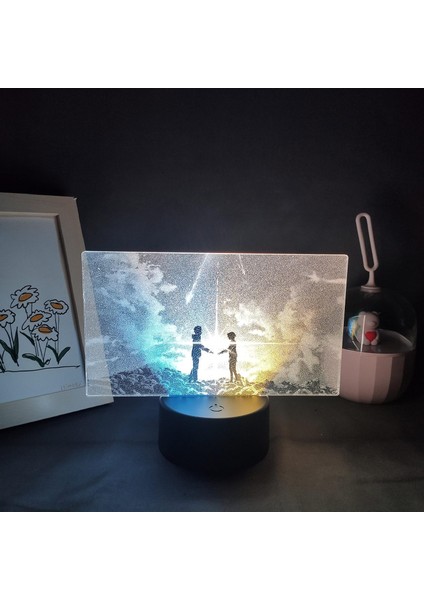 Adınız Anime 3D Erkek Için Gece Lambası 16 Renk Kız Odası Dekor Illusion LED Lamba USB Manga Miyamizu Mitsuha Şekil Uygun Çocuklar Hayranlar Noel Hediyeleri (Adınız 2) (Yurt Dışından)