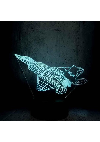 Lamba 3D LED Uçak Desen Gece Lambası, Komidin 16 Renk Değiştirme Atmosfer Lambası Çocuklar Için USB Kablosu ile Yatak Odası Dekorasyonu Noel Doğum Günü Hediyesi (Yurt Dışından)