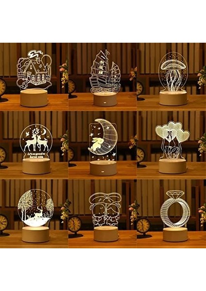 3D Gece Lambası Renkli Işık Başucu Dekorasyon Işığı 3D Işık Akrilik LED Gece Lambası Işığı Noel Dekorasyonu Ev Yatak Odası Doğum Günü Dekorasyonu Düğün Noel Dekorasyonu (Yurt Dışından) modelleri