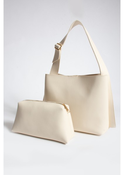 Kadın Yavrulu Yumuşak Deri El ve Omuz Shopper Çanta Uzunluk Ayarlı Sap