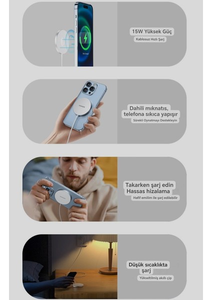 15W Hızlı Magsafe Manyetik Kablosuz Şarj Cihazı CE/FC/ROHS Lisanslı