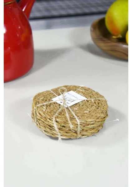 Sepetçibaba Hasır Yuvarlak Bardak Altı 10 cm 6 Adet