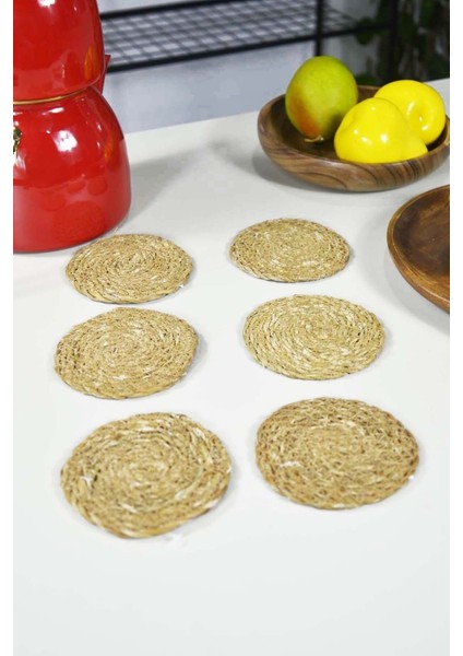 Sepetçibaba Hasır Yuvarlak Bardak Altı 10 cm 6 Adet fiyatları