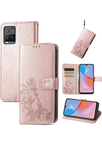 Vivo Y21S Dört Yapraklı Yonca Kısa Kayış Flip Kapak Için Zarif Telefon Kılıfı (Yurt Dışından) modelleri
