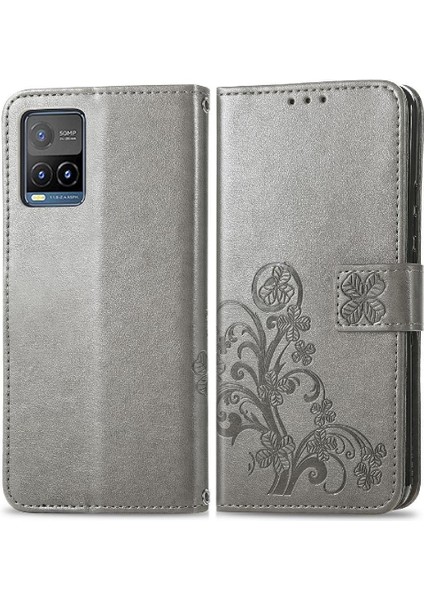 Vivo Y21S Dört Yapraklı Yonca Kısa Kayış Flip Kapak Için Zarif Telefon Kılıfı (Yurt Dışından)