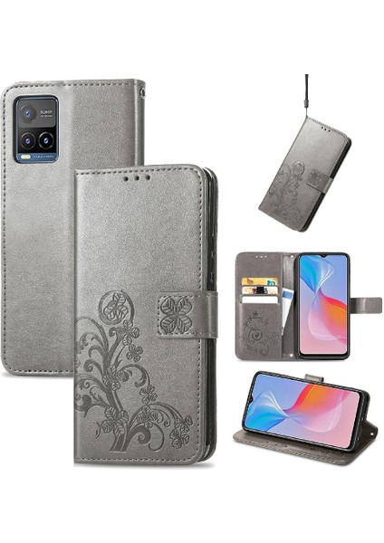 Vivo Y21S Dört Yapraklı Yonca Kısa Kayış Flip Kapak Için Zarif Telefon Kılıfı (Yurt Dışından) modelleri