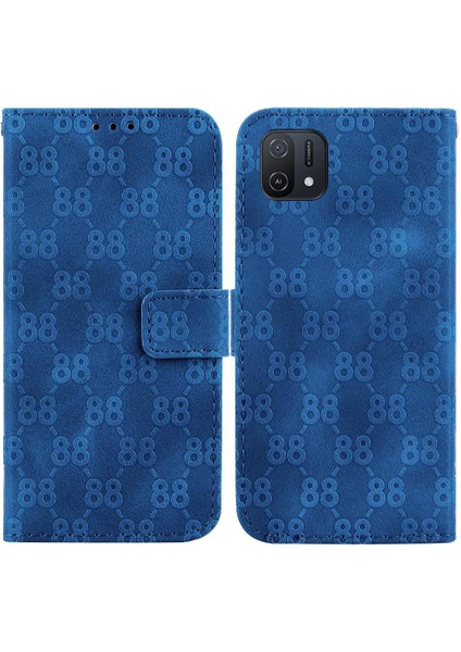 Için Oppo A16K Çift 8 Kabartmalı Kickstand Cüzdan Kapak Kart Pu Telefon Kılıfı (Yurt Dışından)