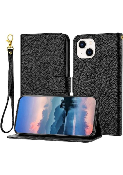 Iphone 15 Için Artı Flip Folio Cüzdan Kart Yuvaları Tutucu Pu Litch Telefon Kılıfı (Yurt Dışından)