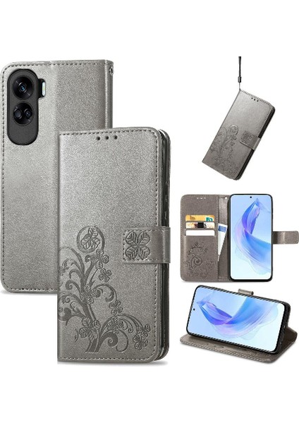 Huawei Onur Için 90 Lite Kısa Kayış Dört Yapraklı Yonca Deri Telefon Kılıfı (Yurt Dışından) modelleri