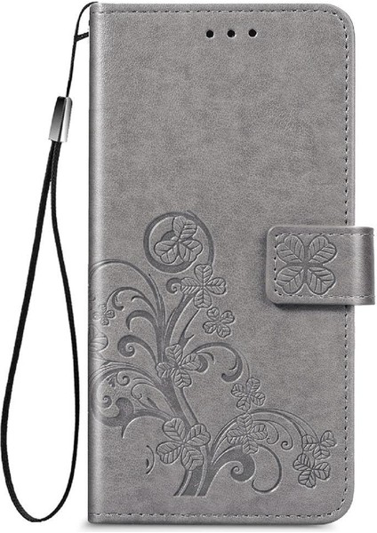 Huawei P Akıllı 2021 Flip Kapak Için Kısa Kayış Dört Yapraklı Yonca Durumda Telefon Kılıfı (Yurt Dışından)