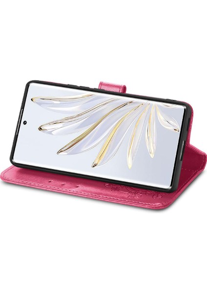 Huawei Onur 70 Flip Kapak Için Kısa Kayış Dört Yaprak Telefon Kılıfı (Yurt Dışından) fırsatları