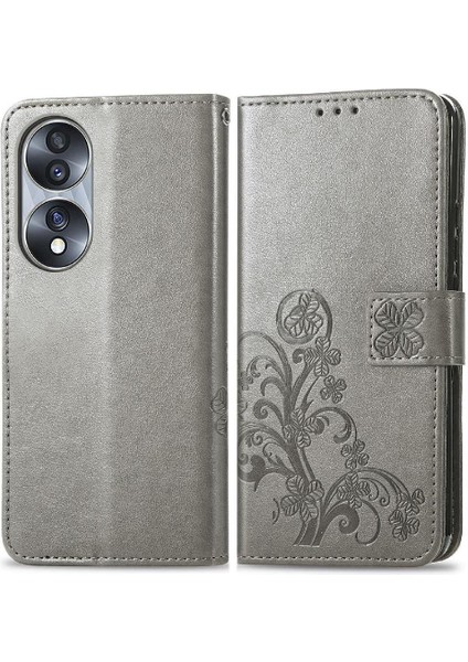 Huawei Onur 70 Flip Kapak Için Kısa Kayış Dört Yaprak Telefon Kılıfı (Yurt Dışından)
