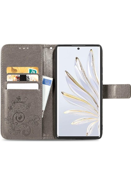 Huawei Onur 70 Flip Kapak Için Kısa Kayış Dört Yaprak Telefon Kılıfı (Yurt Dışından) modelleri