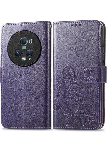 Huawei Onur Magic5 Pro Dört Yapraklı Yonca Flip Kapak Zarif Telefon Kılıfı (Yurt Dışından)