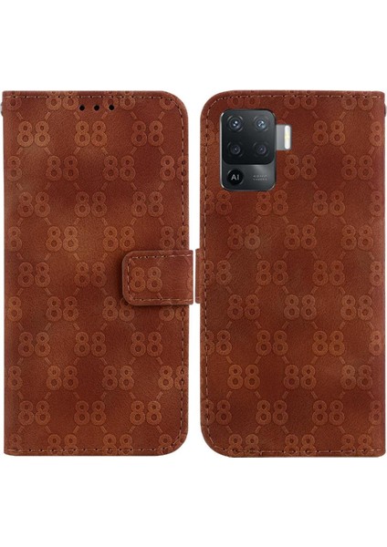 Oppo Için 5f 5F/A94 4g Cüzdan Kapak Çift 8 Kabartmalı Pu Kart Telefon Kılıfı (Yurt Dışından)