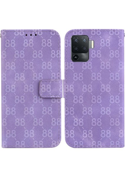Oppo Için 5f 5F/A94 4g Cüzdan Kapak Çift 8 Kabartmalı Pu Kart Telefon Kılıfı (Yurt Dışından)