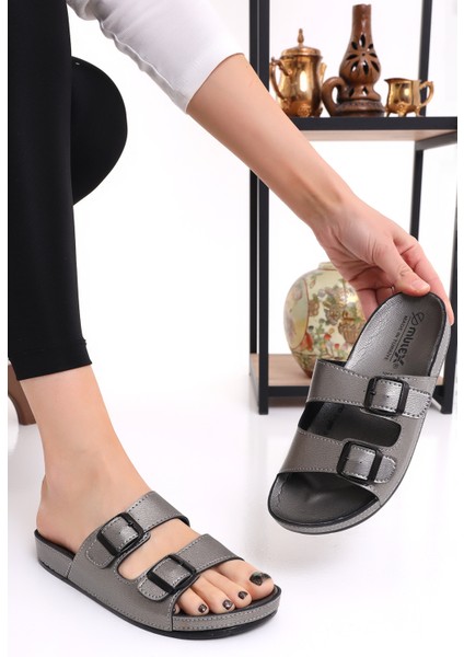 Mlx 10651 Çift Toka Kadın Terlik Comfort Anatomik Kadın Ev Dışarı Terliği modelleri