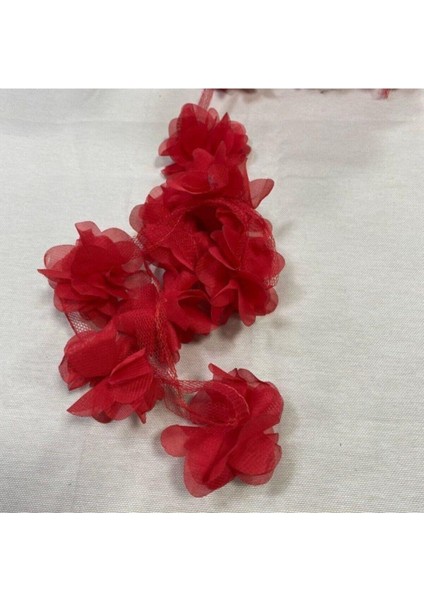 Kırmızı Lazer Gül 3m Lazer Kesim Gül Süsleme Paketleme 36 Adet Organze Kumaş Yapay Çiçekler