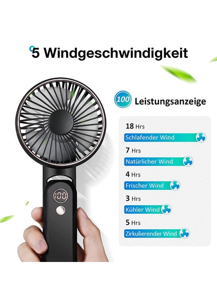 Fan, 5 Rüzgar Hızı ve 180° Katlanabilir Mini Fan, 2500MAH Pil ile (Yurt Dışından)