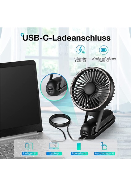 Fan, 5 Rüzgar Hızı ve 180° Katlanabilir Mini Fan, 2500MAH Pil ile (Yurt Dışından)