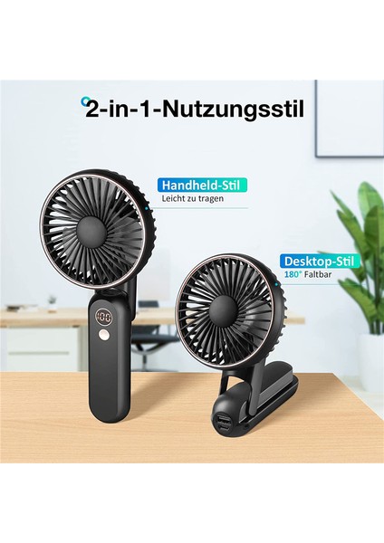 Fan, 5 Rüzgar Hızı ve 180° Katlanabilir Mini Fan, 2500MAH Pil ile (Yurt Dışından)