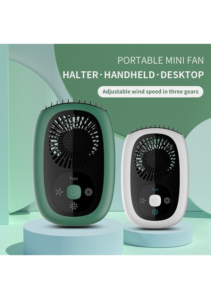 Kişisel Giyilebilir Mini 3 Vitesli Ayarlanabilir USB Şarjlı Boyun Yelpazesi Beyaz (Yurt Dışından)