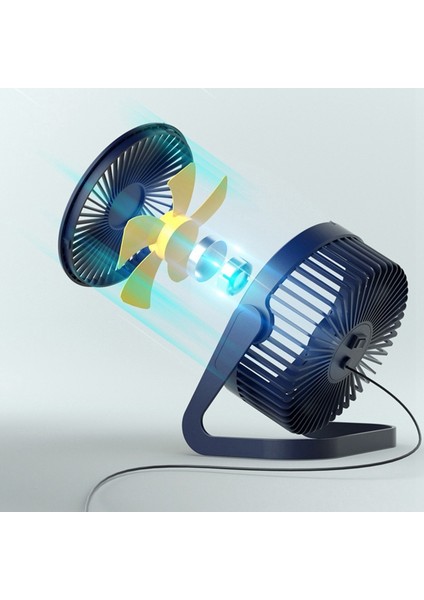 Küçük USB Fan Masaüstü 8 Inç Takılabilir Mini Sessiz Küçük Fan Koyu Mavi (Yurt Dışından)